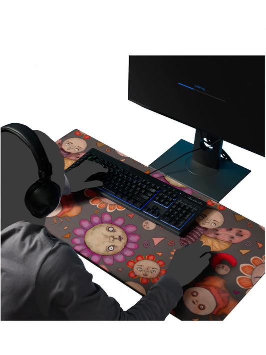 Gaming Mouse Pad- S1. Bugs and Flowers with Confetti