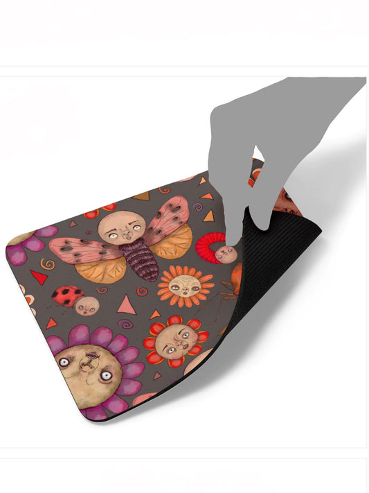 Mouse Pad- S1. Bugs and Flowers with Confetti