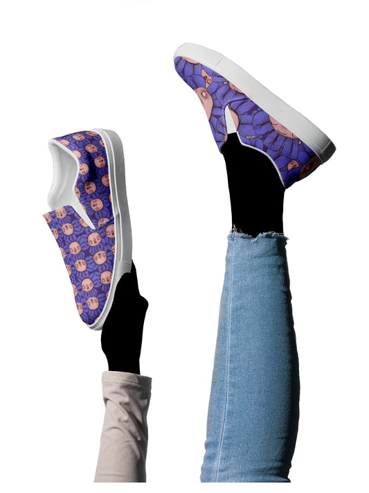 Women’s Slip-On Canvas Shoes- S1. The Purple Daisy