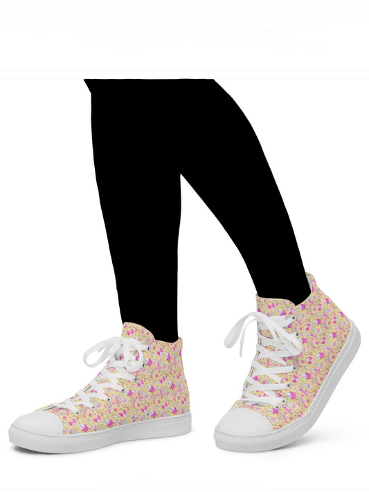 Women’s High Top Canvas Shoes- S1. Bubblegum Pink Bugs