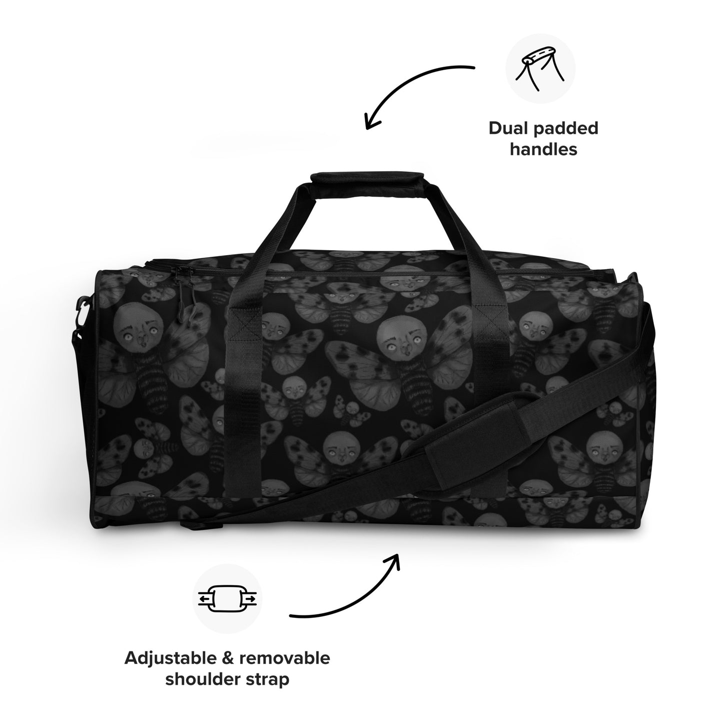 Duffle Bag- S1. The Moth on Black