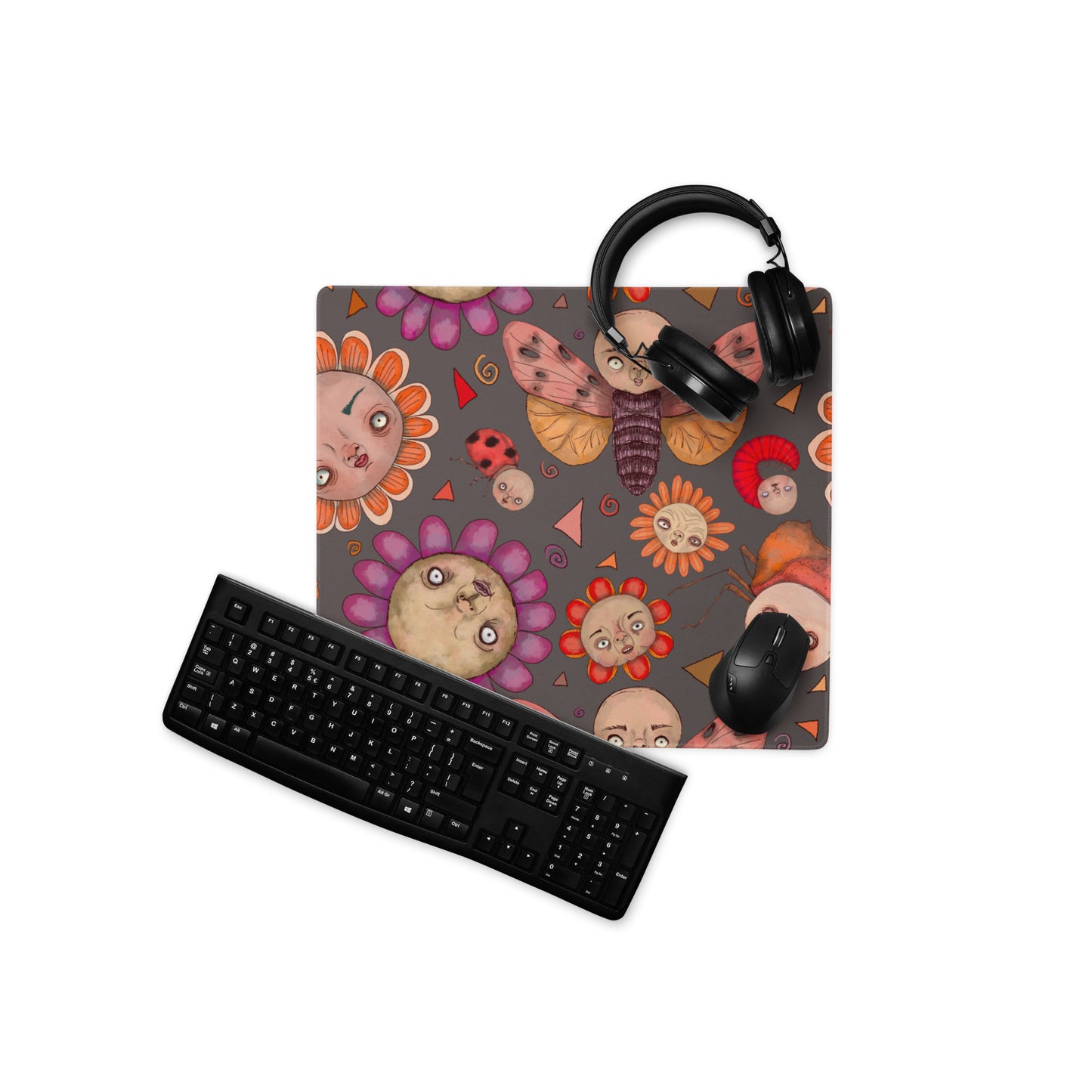 Gaming Mouse Pad- S1. Bugs and Flowers with Confetti