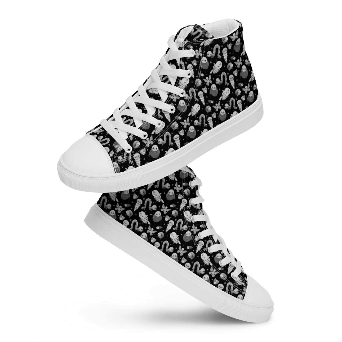 Men’s High Top Canvas Shoes- S1. Bugs on Black