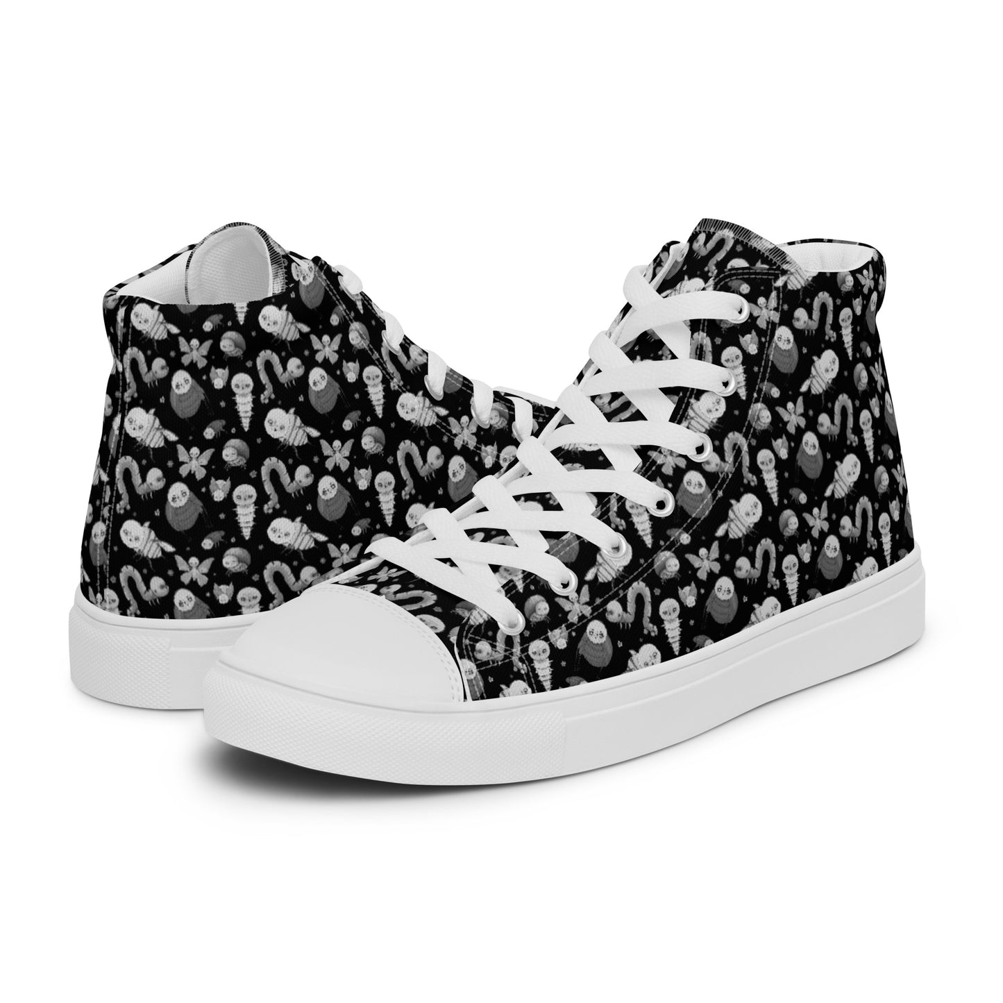 Men’s High Top Canvas Shoes- S1. Bugs on Black