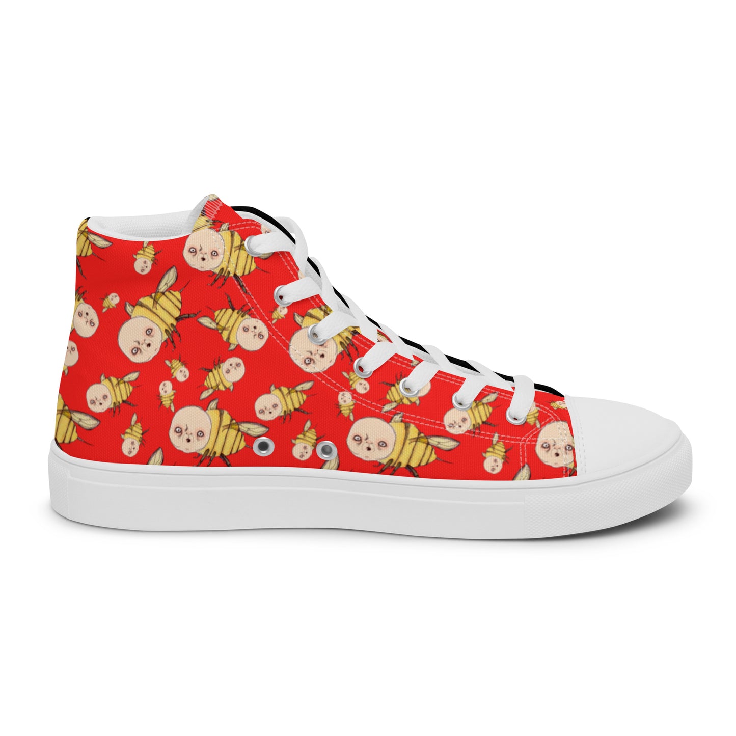 Men’s High Top Canvas Shoes- S1. Bee in Black and Red