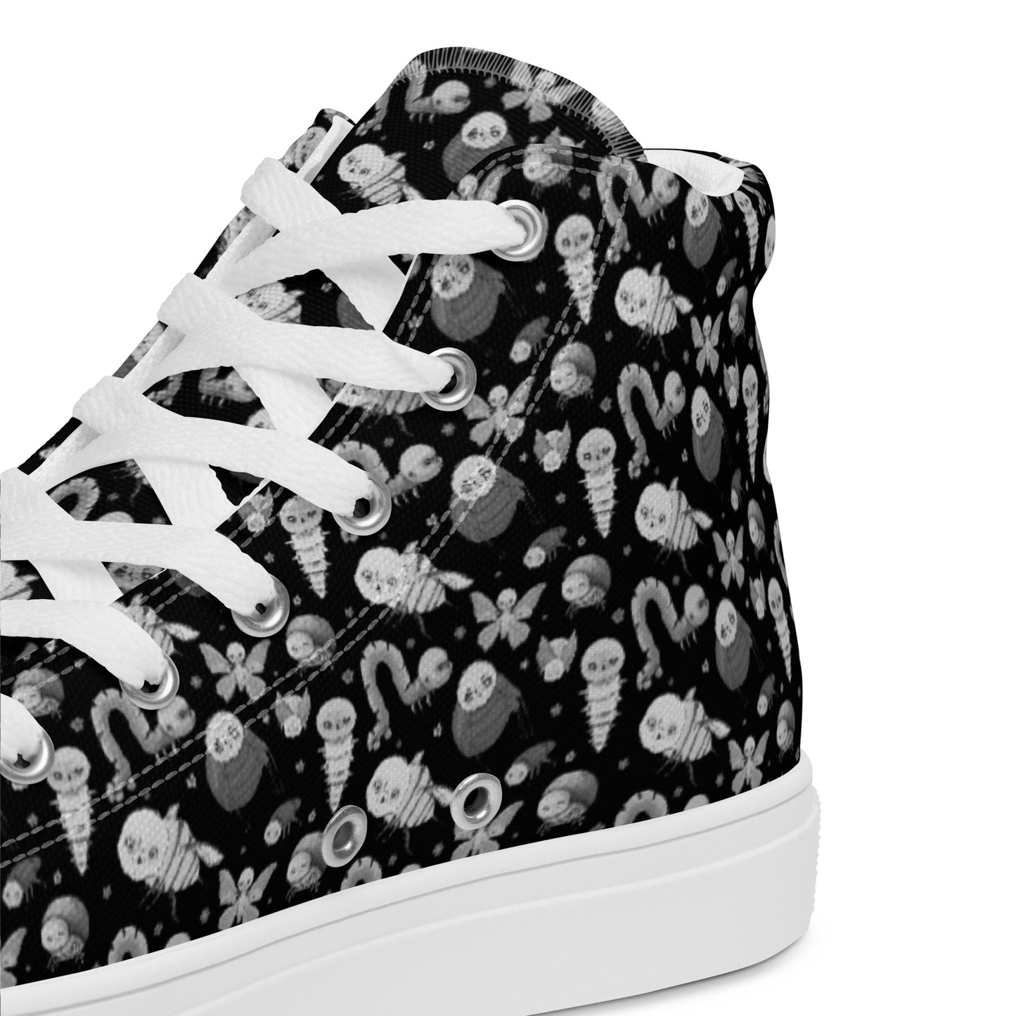 Men’s High Top Canvas Shoes- S1. Bugs on Black