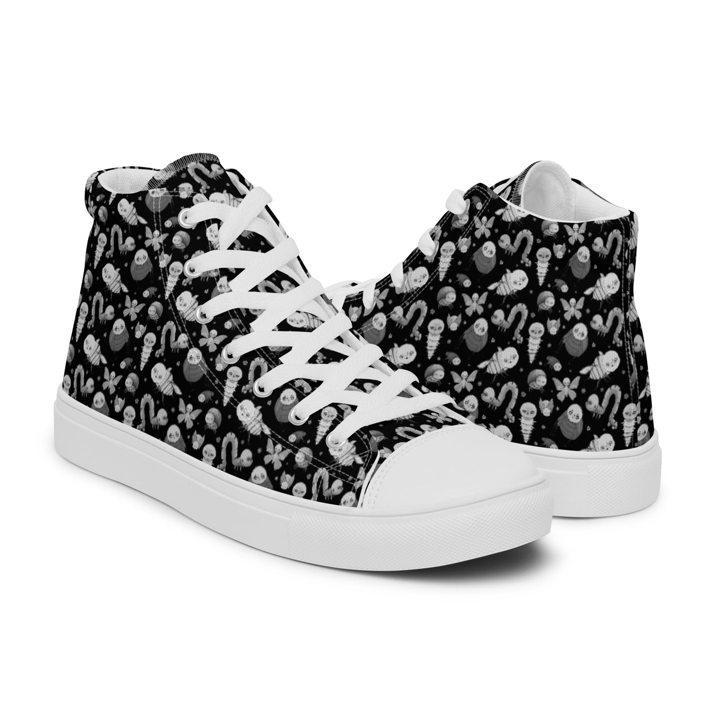 Men’s High Top Canvas Shoes- S1. Bugs on Black