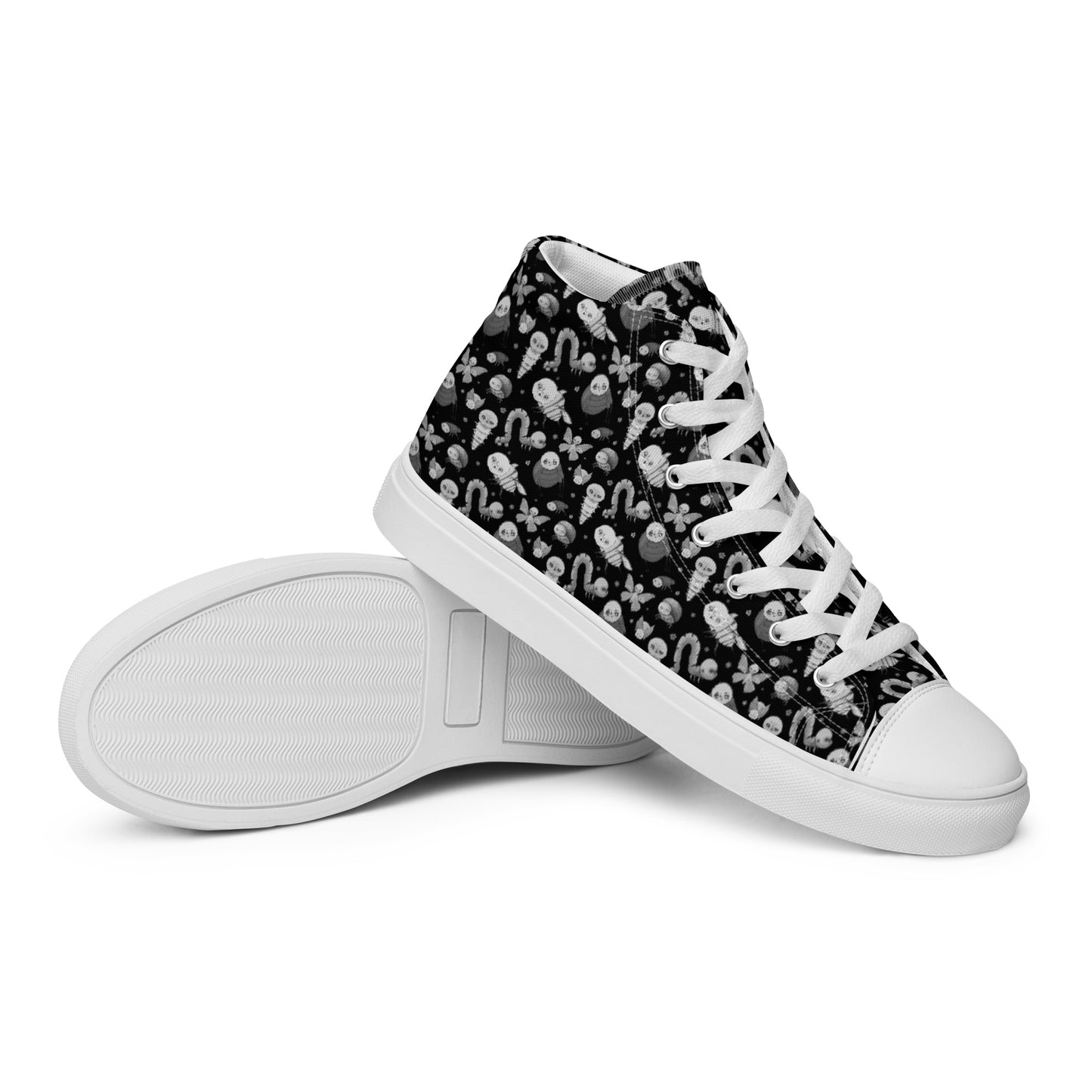 Men’s High Top Canvas Shoes- S1. Bugs on Black