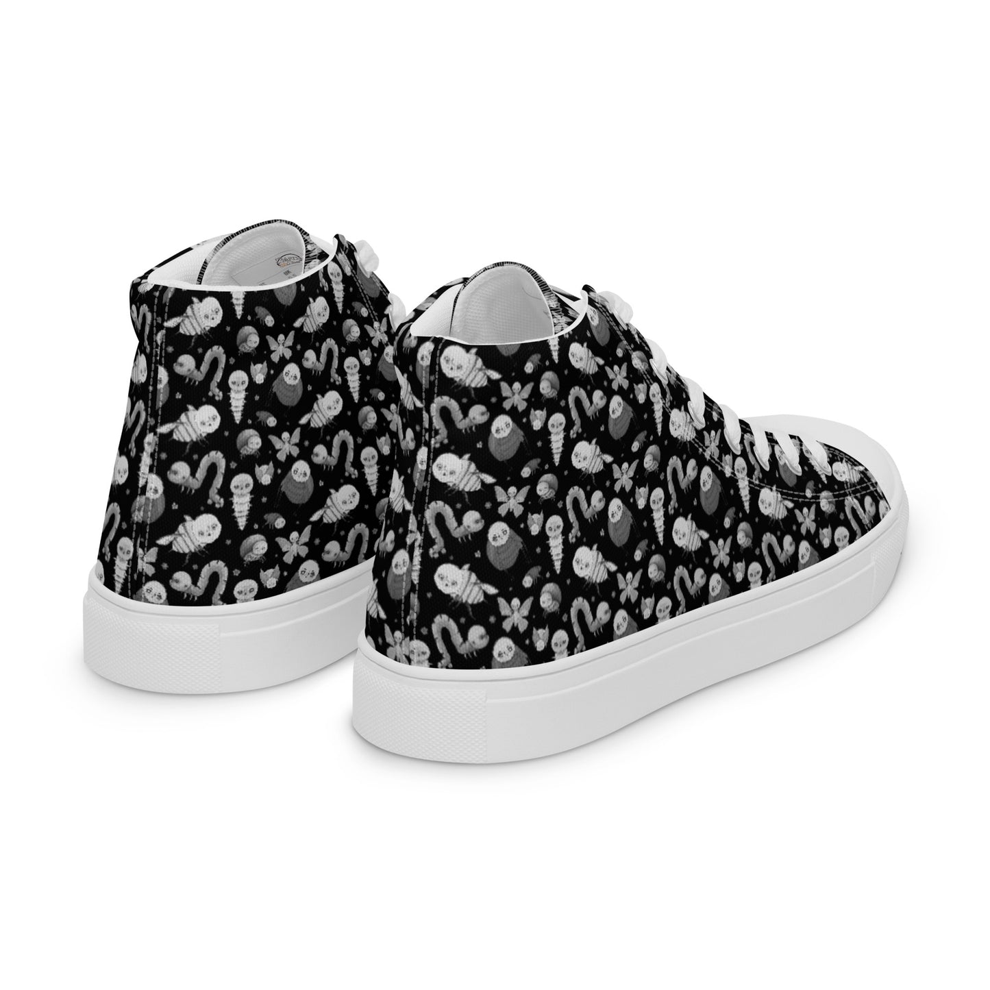 Men’s High Top Canvas Shoes- S1. Bugs on Black