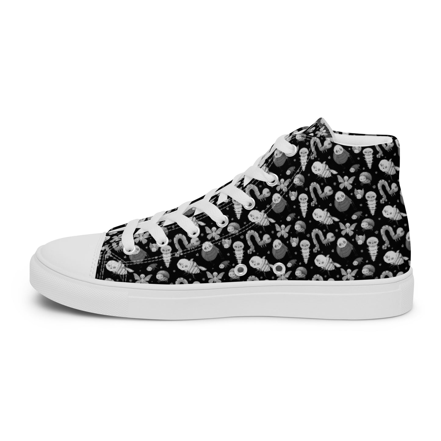 Men’s High Top Canvas Shoes- S1. Bugs on Black