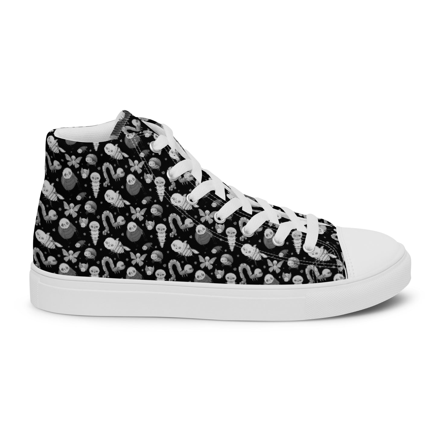 Men’s High Top Canvas Shoes- S1. Bugs on Black