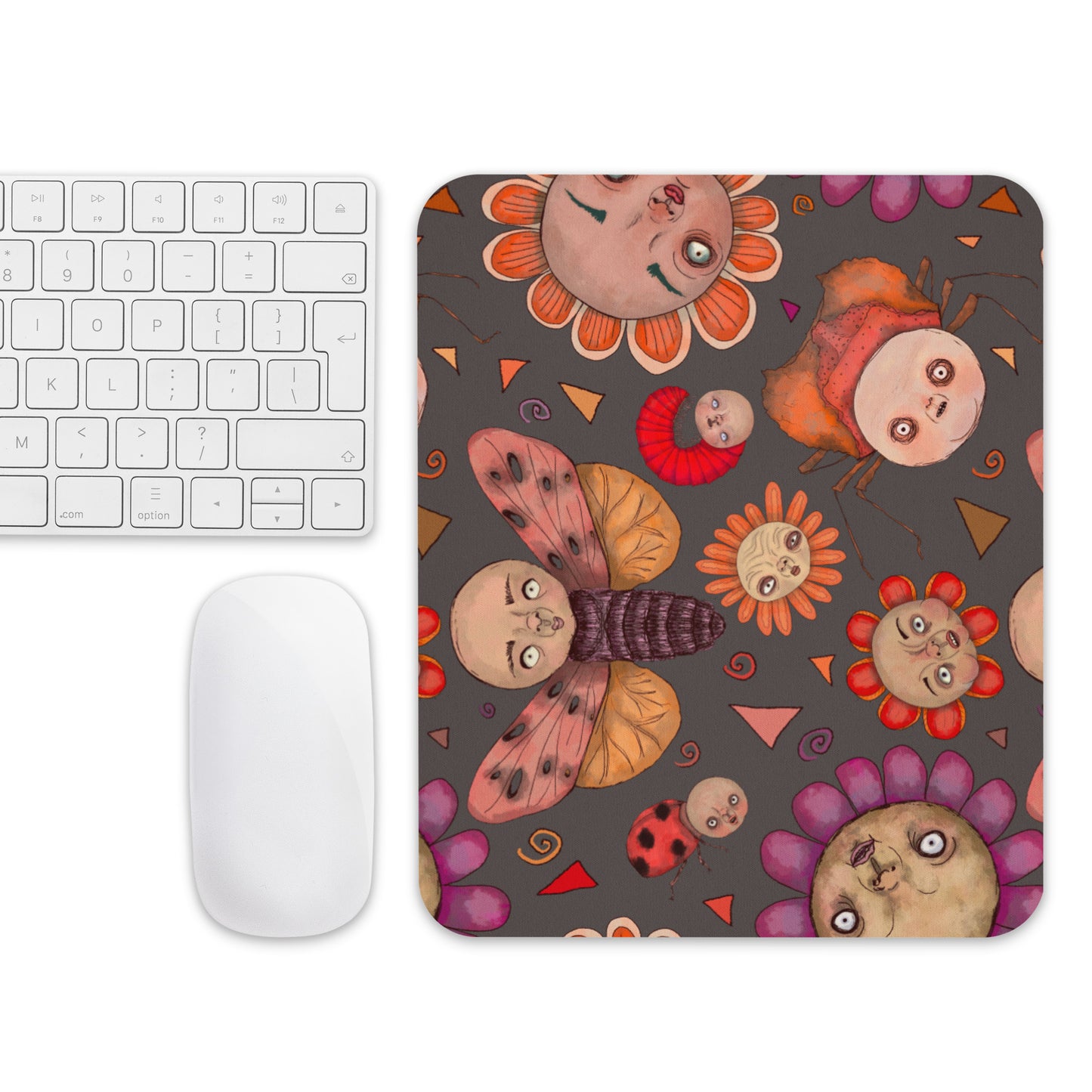 Mouse Pad- S1. Bugs and Flowers with Confetti