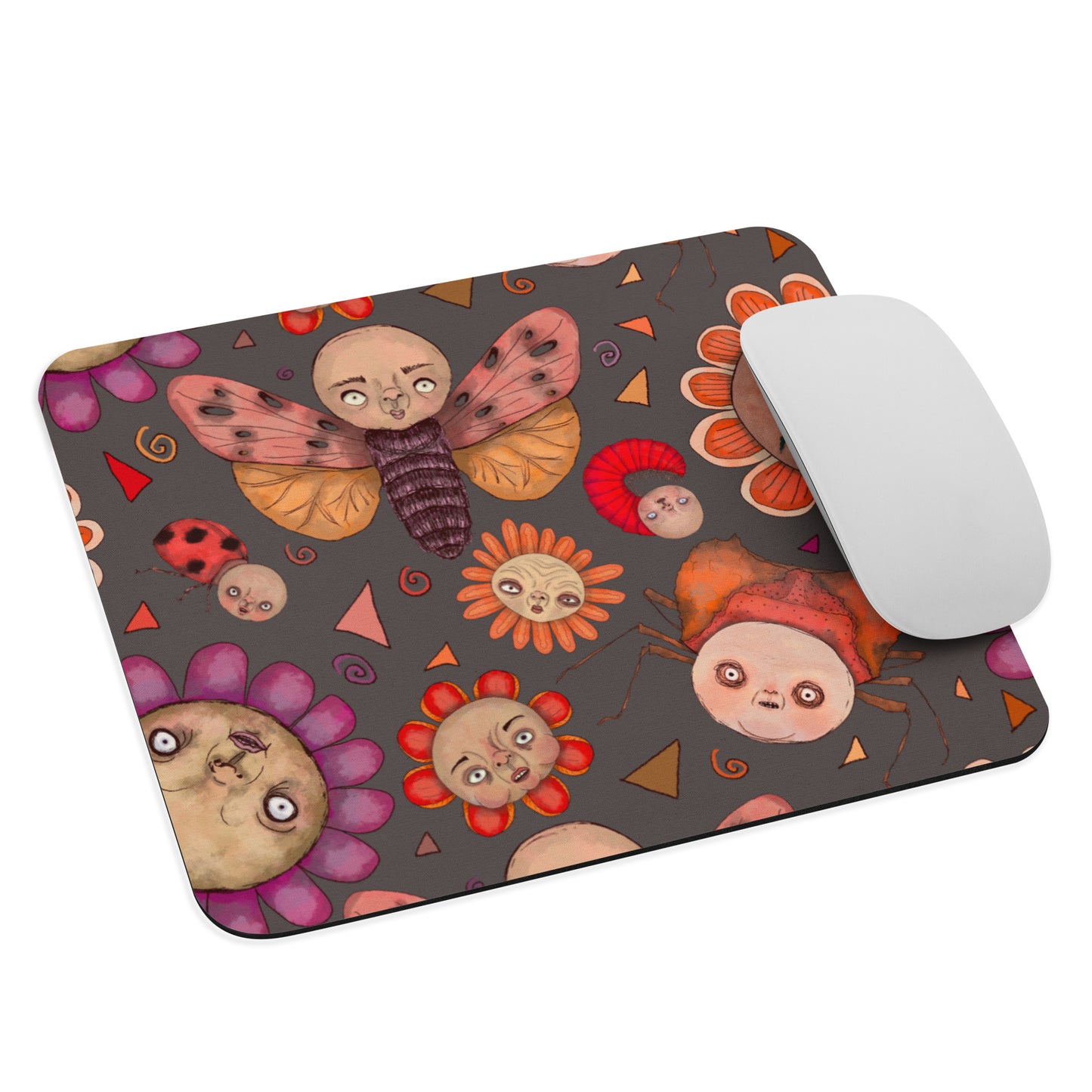 Mouse Pad- S1. Bugs and Flowers with Confetti