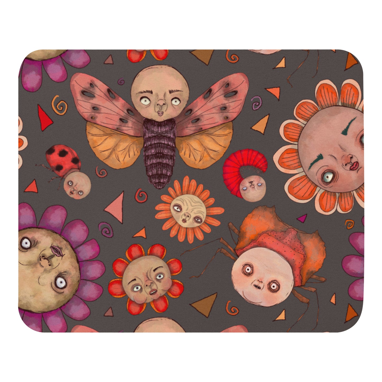 Mouse Pad- S1. Bugs and Flowers with Confetti