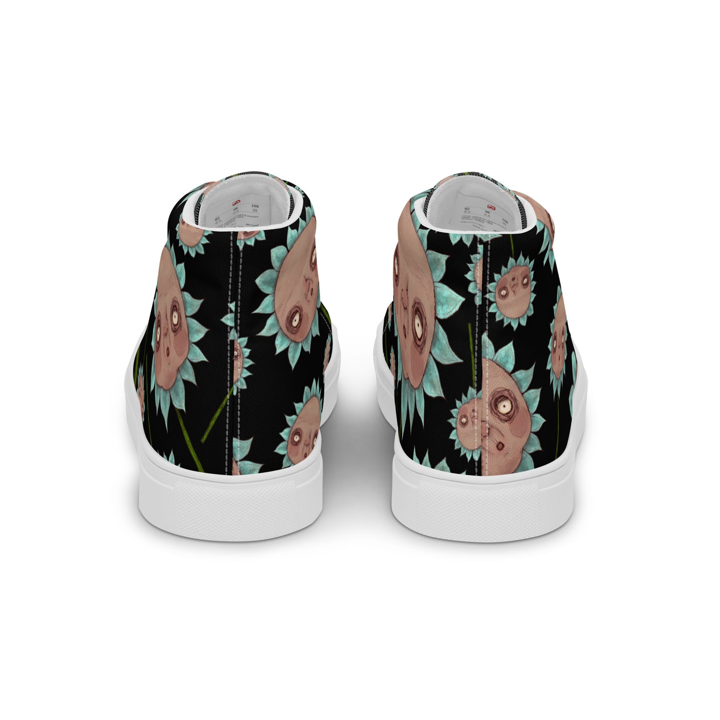 Women’s High Top Canvas Shoes- S1. Blue Flowers