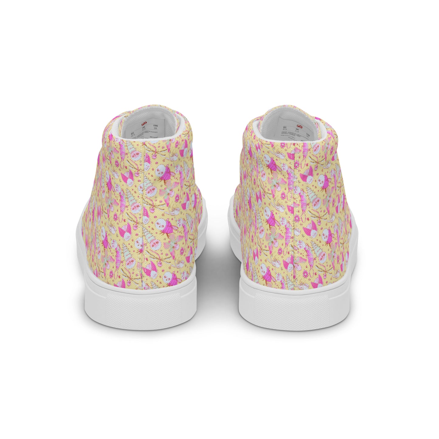 Women’s High Top Canvas Shoes- S1. Bubblegum Pink Bugs