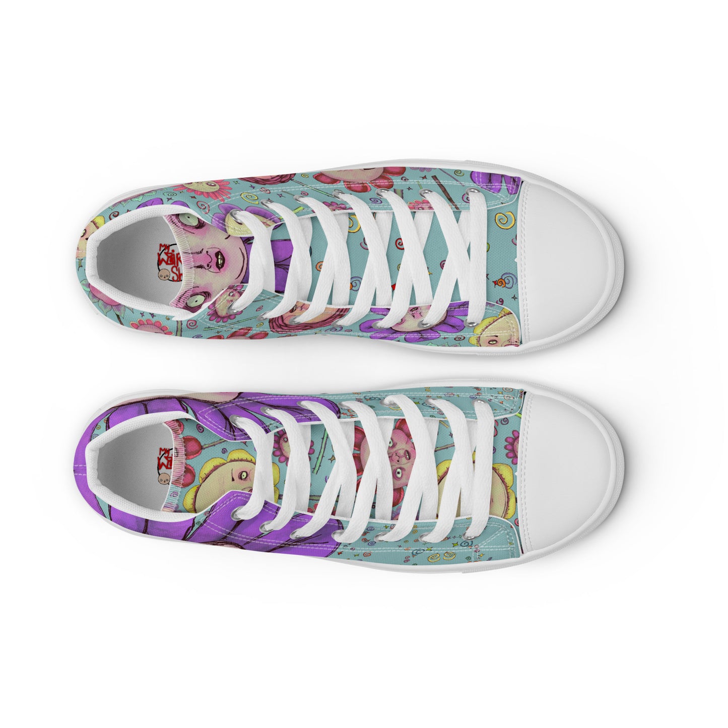 Women’s High Top Canvas Shoes- S1. Flowers and Confetti Mix