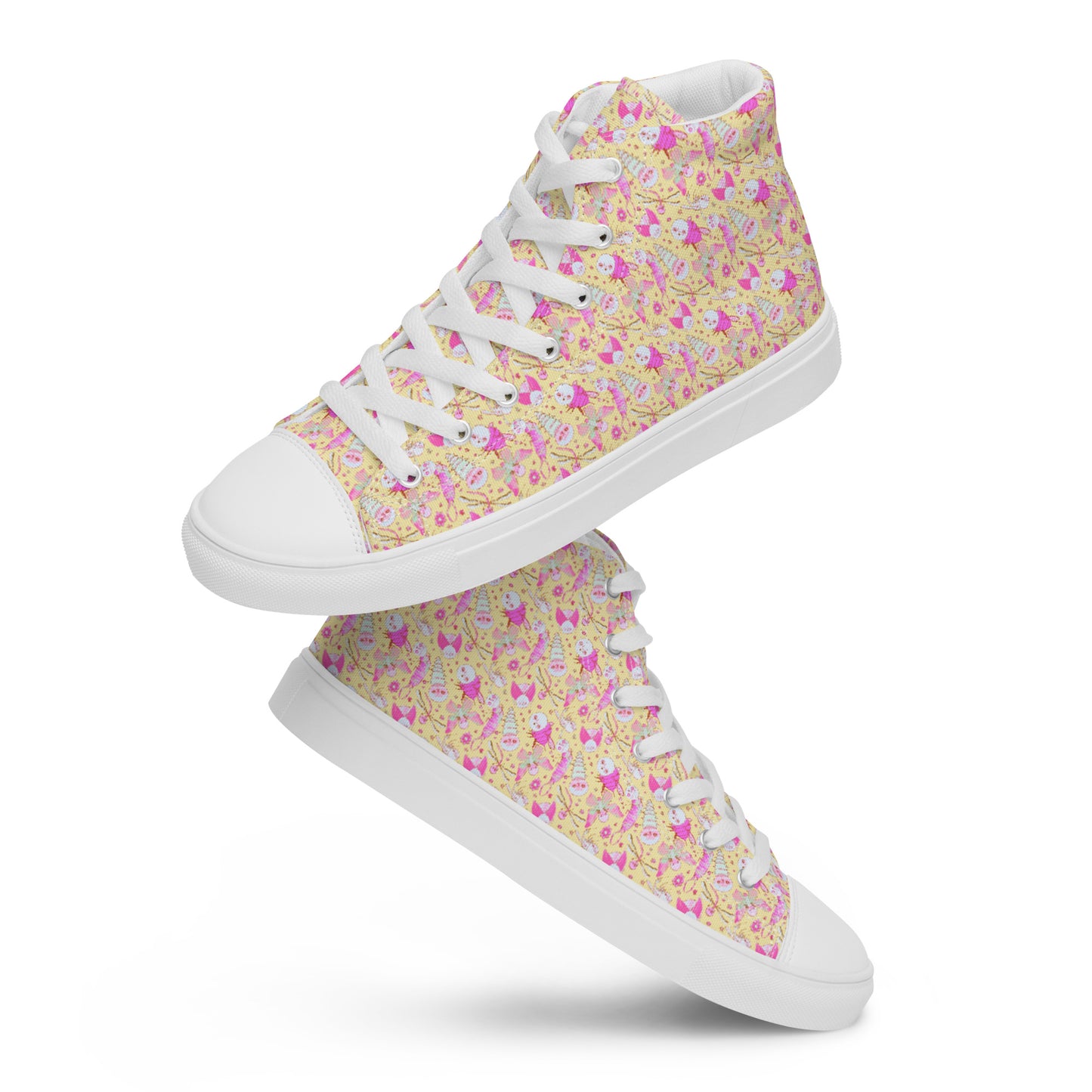 Women’s High Top Canvas Shoes- S1. Bubblegum Pink Bugs