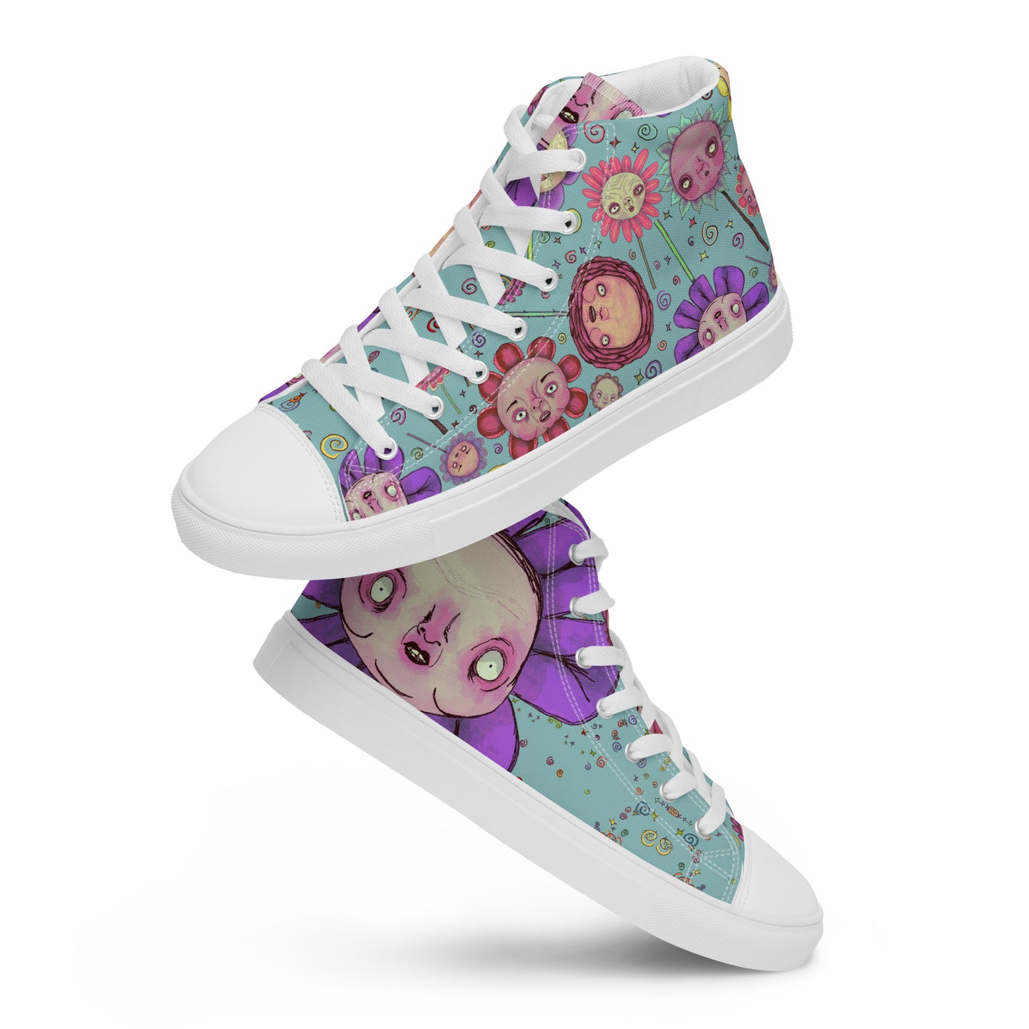 Women’s High Top Canvas Shoes- S1. Flowers and Confetti Mix