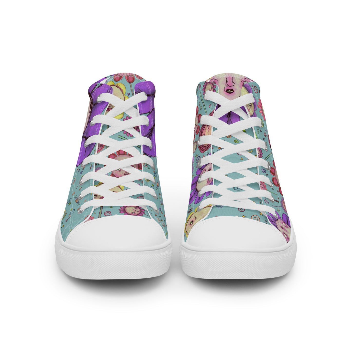 Women’s High Top Canvas Shoes- S1. Flowers and Confetti Mix