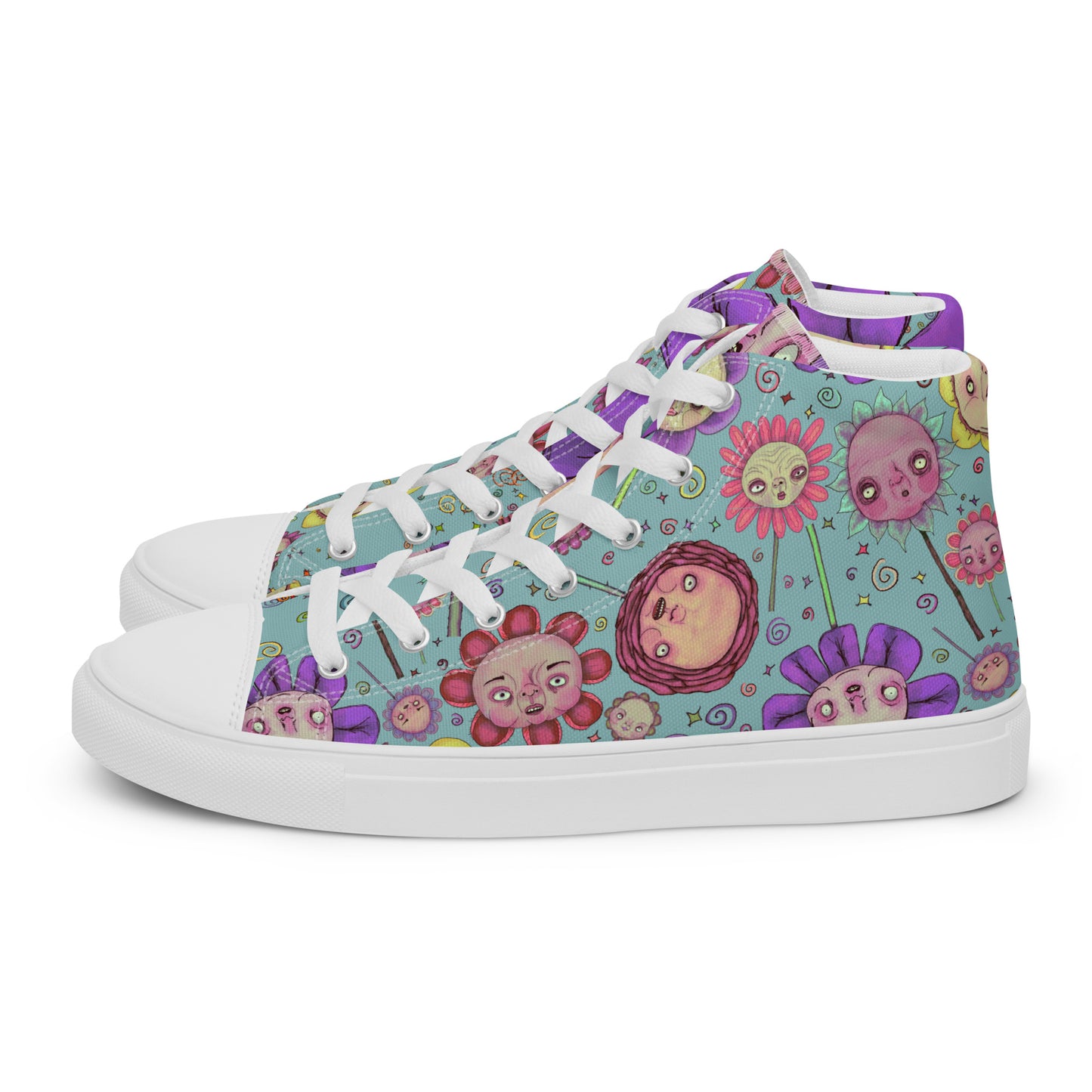 Women’s High Top Canvas Shoes- S1. Flowers and Confetti Mix