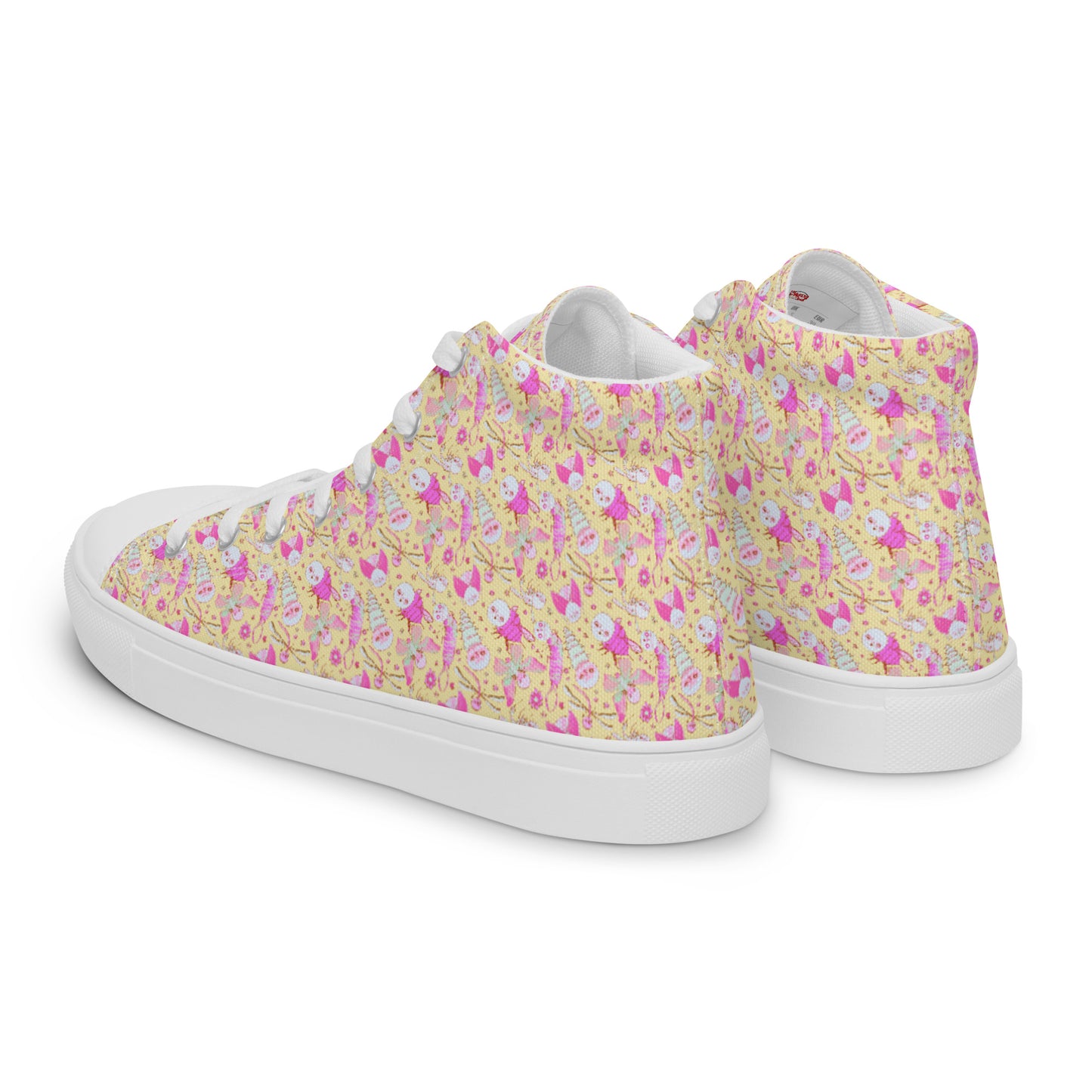 Women’s High Top Canvas Shoes- S1. Bubblegum Pink Bugs