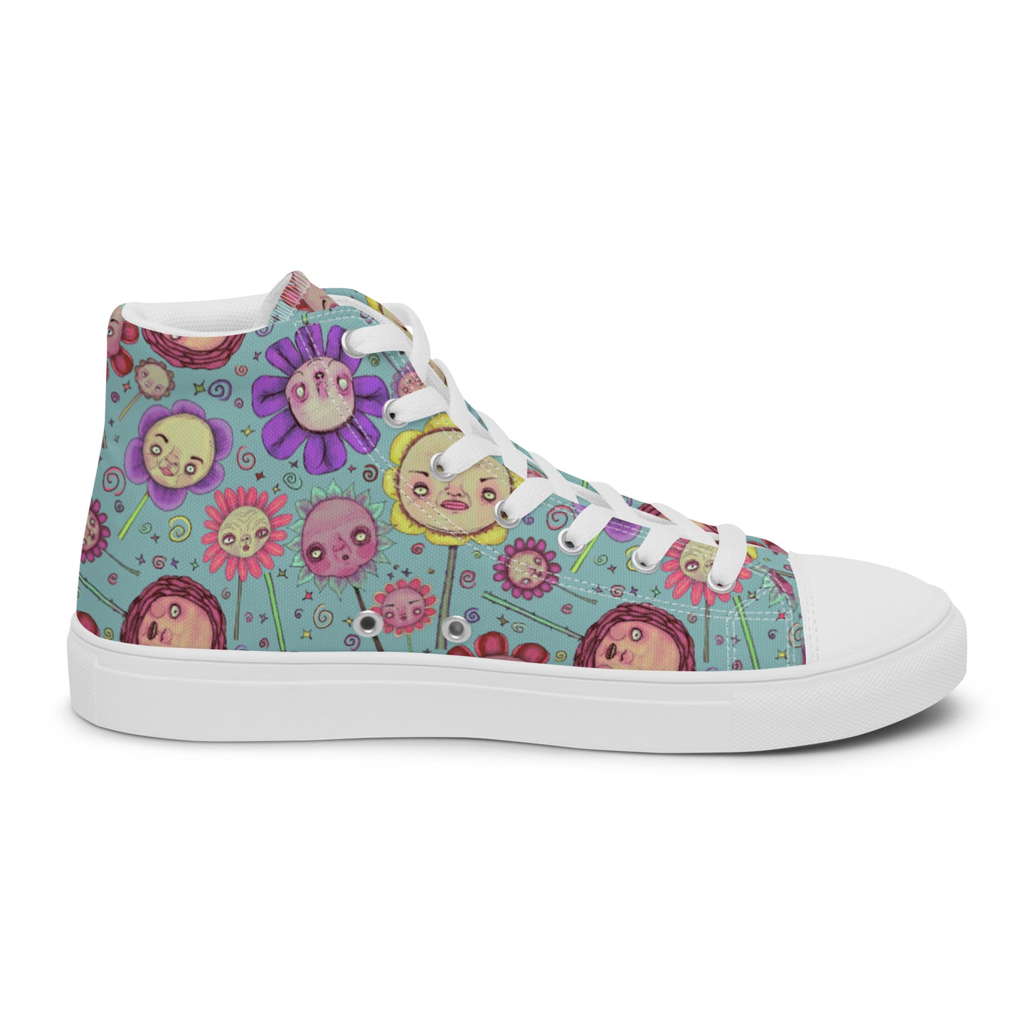 Women’s High Top Canvas Shoes- S1. Flowers and Confetti