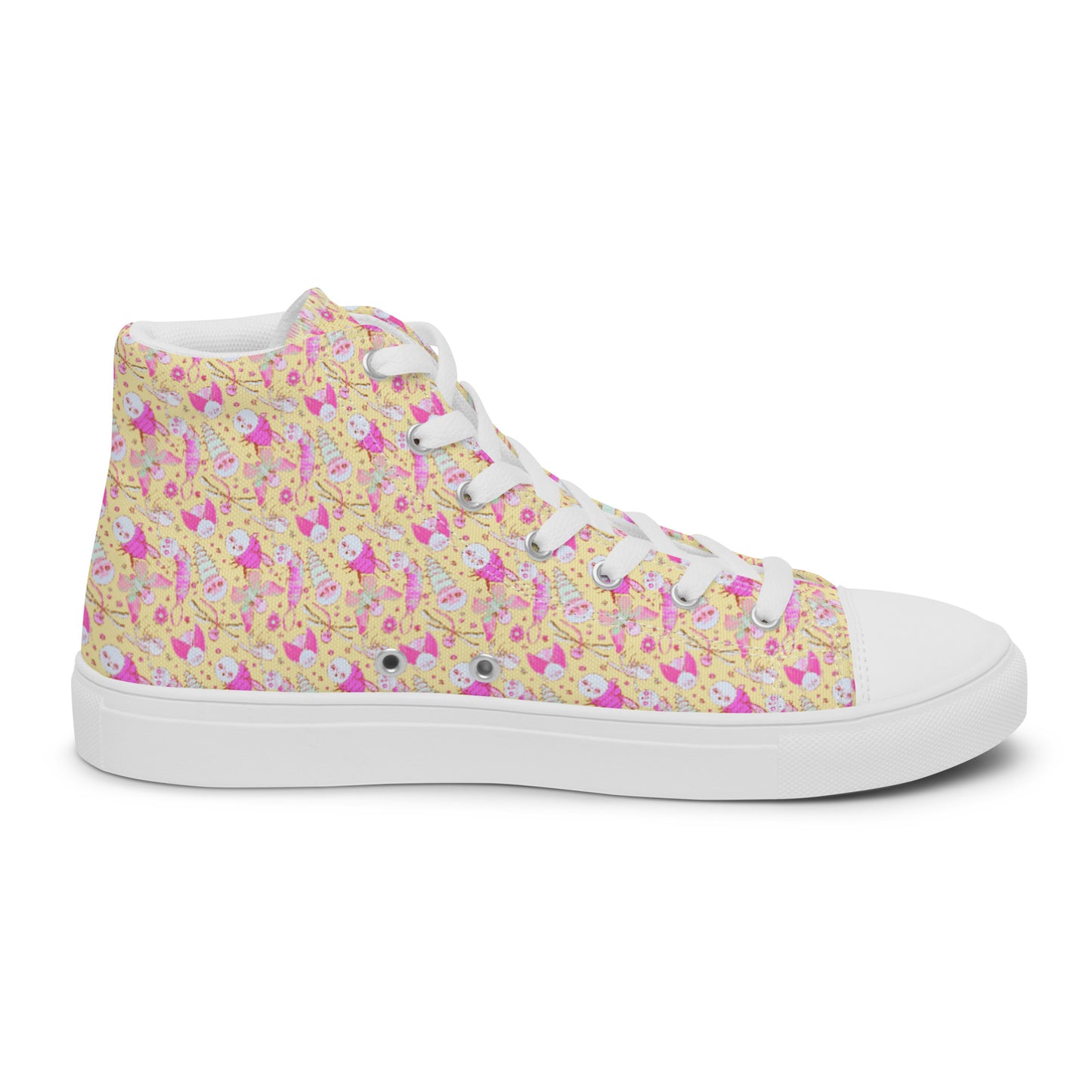 Women’s High Top Canvas Shoes- S1. Bubblegum Pink Bugs