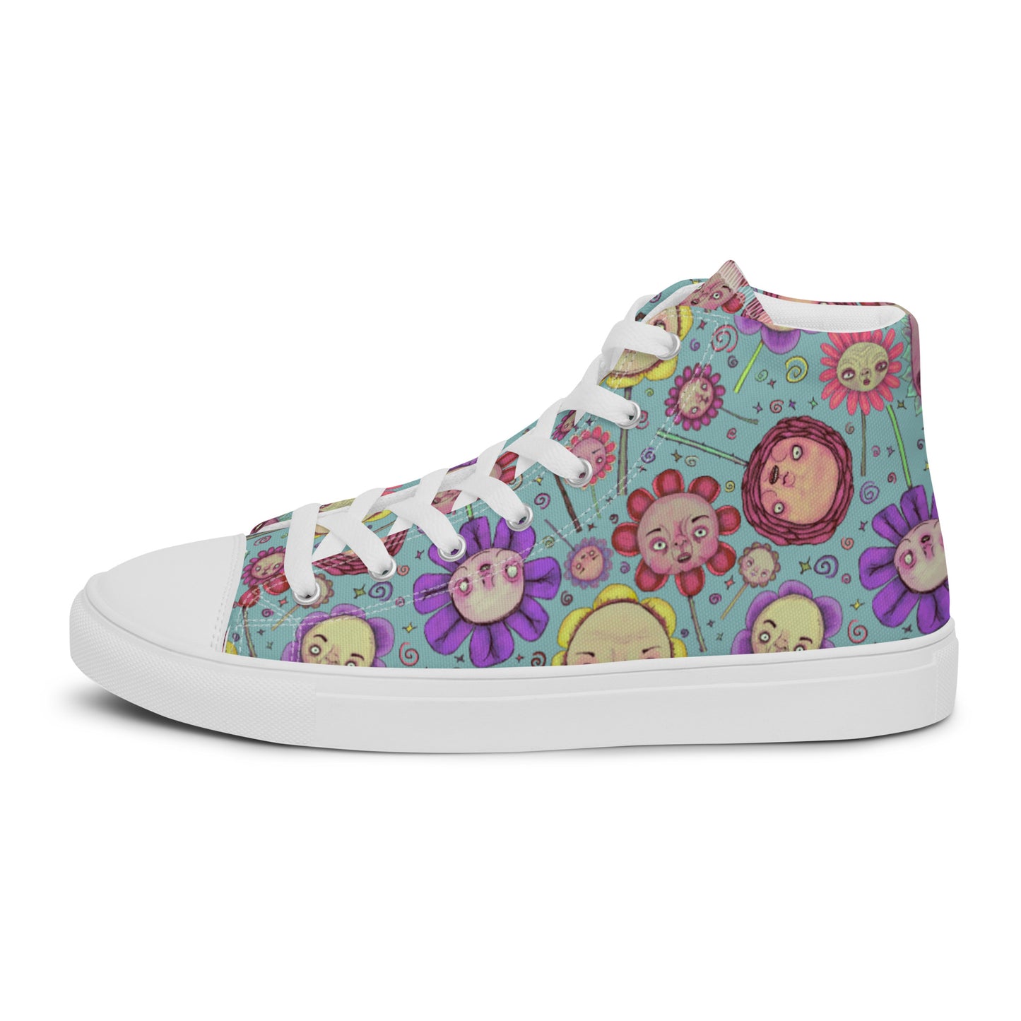 Women’s High Top Canvas Shoes- S1. Flowers and Confetti