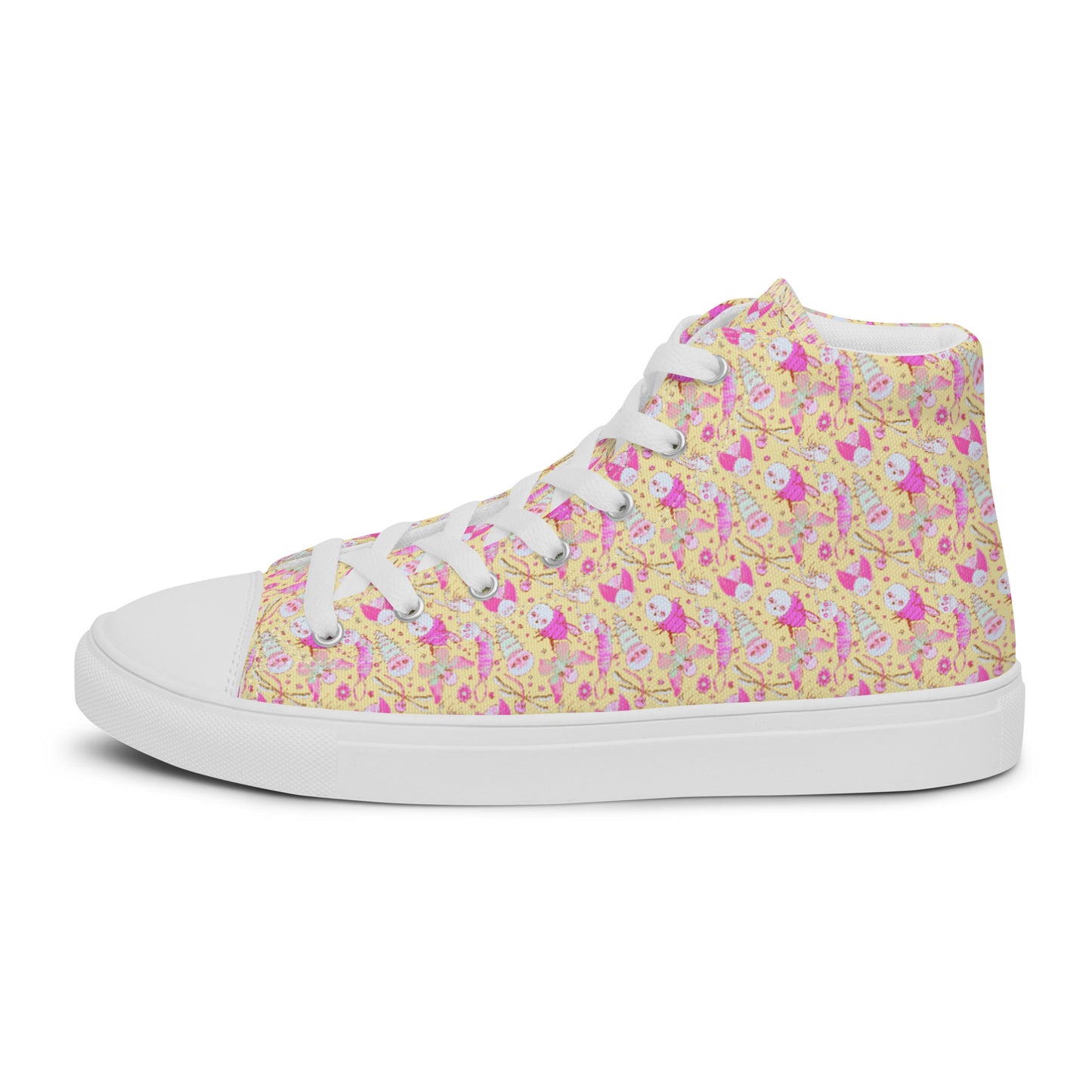 Women’s High Top Canvas Shoes- S1. Bubblegum Pink Bugs