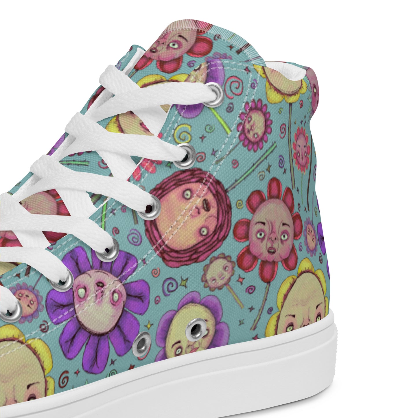 Women’s High Top Canvas Shoes- S1. Flowers and Confetti