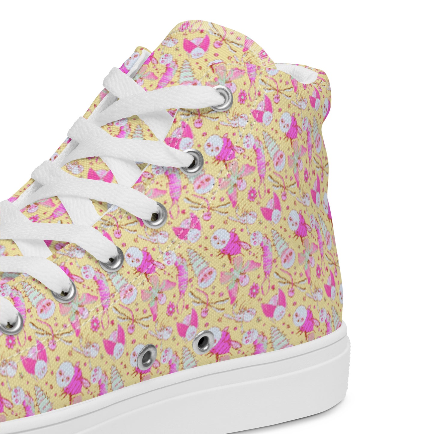 Women’s High Top Canvas Shoes- S1. Bubblegum Pink Bugs