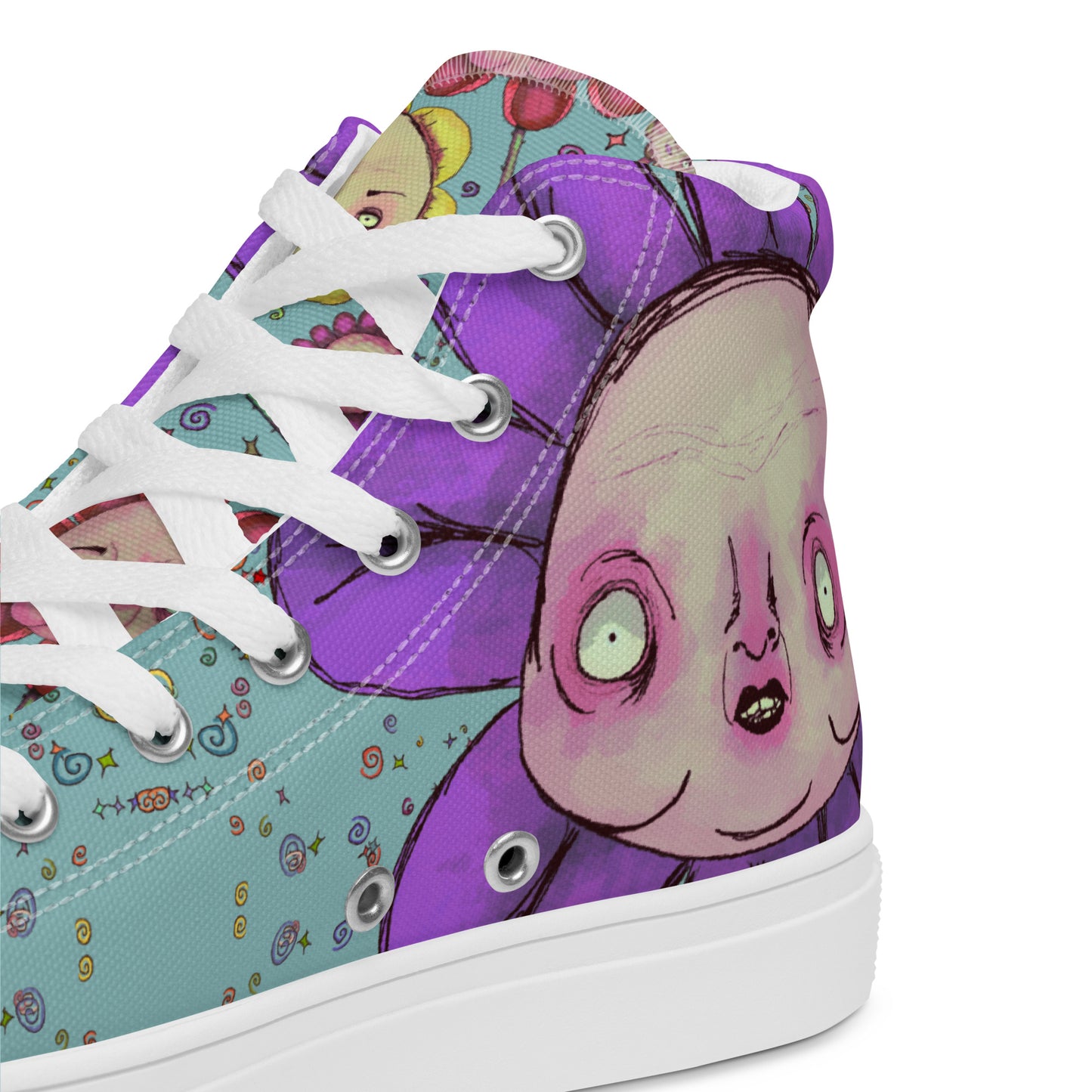 Women’s High Top Canvas Shoes- S1. Flowers and Confetti Mix