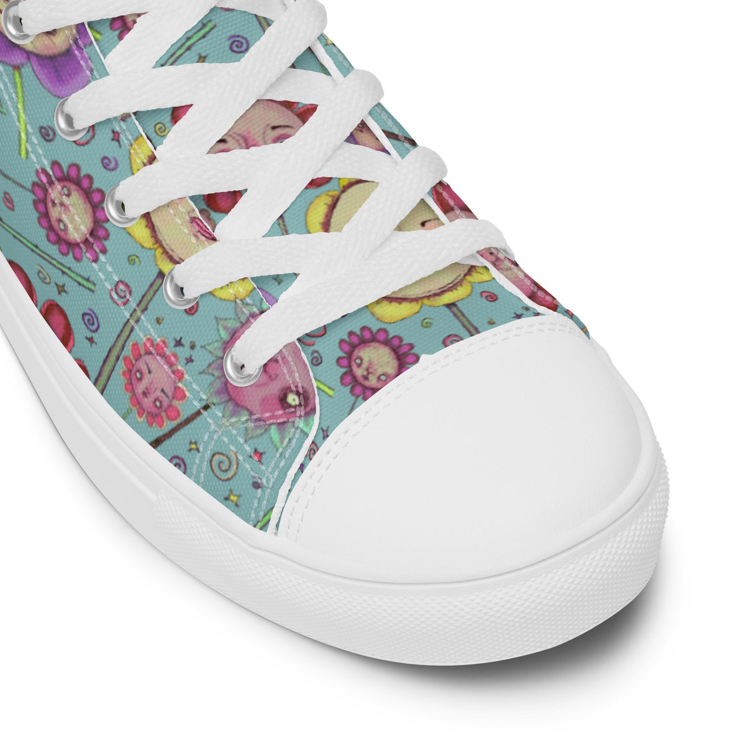 Women’s High Top Canvas Shoes- S1. Flowers and Confetti