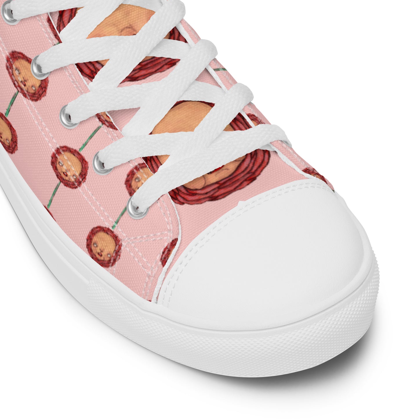 Women’s High Top Canvas Shoes- S1. Roses on Pink