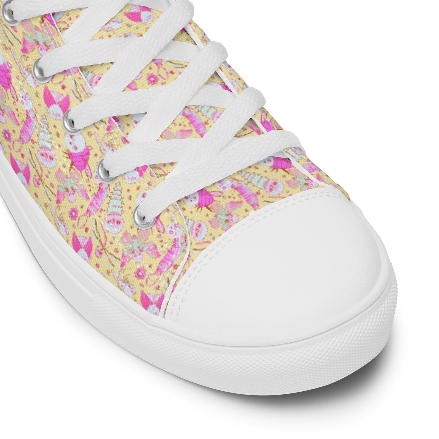 Women’s High Top Canvas Shoes- S1. Bubblegum Pink Bugs