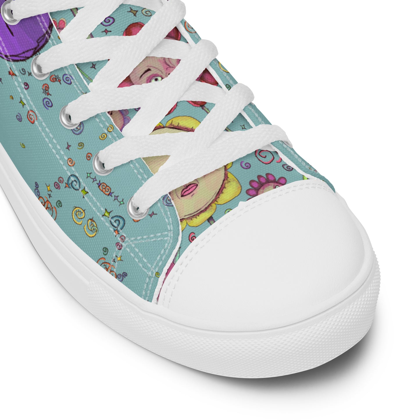 Women’s High Top Canvas Shoes- S1. Flowers and Confetti Mix